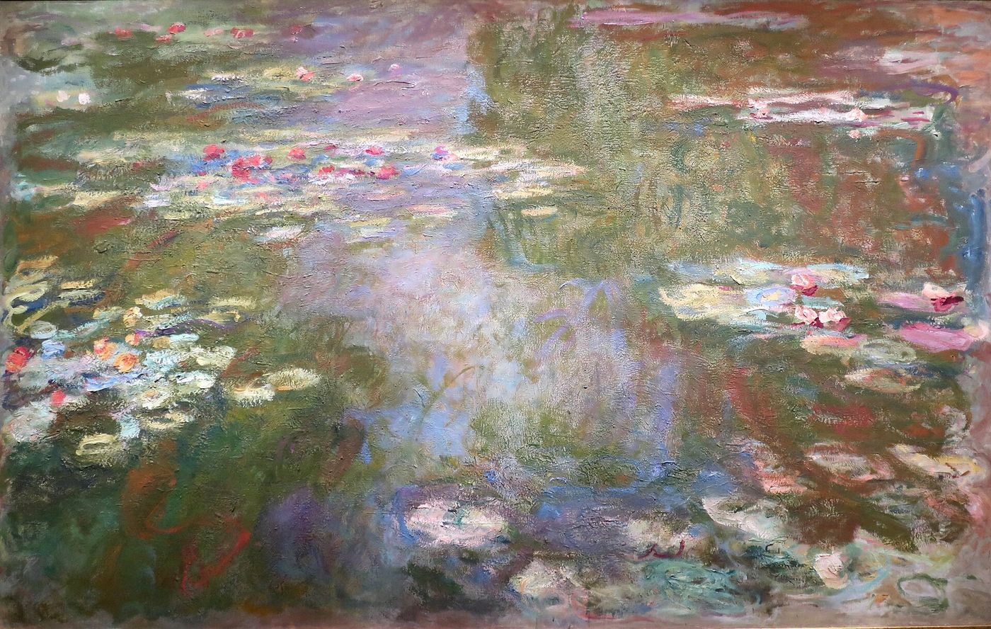Monet — water lilies, the surface settling